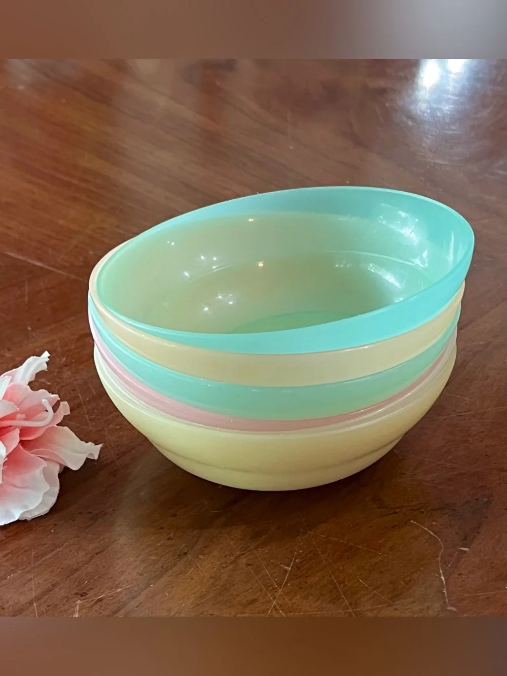 VTG Tupperware 154 Pastel Bowls Set of 6 Orlando FL Mold 154-5 to 154-8 No Lids